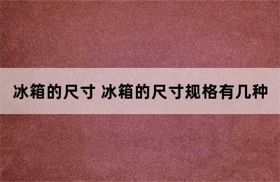 冰箱的尺寸 冰箱的尺寸规格有几种